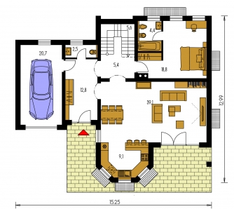 Mirror image | Floor plan of ground floor - KLASSIK 137